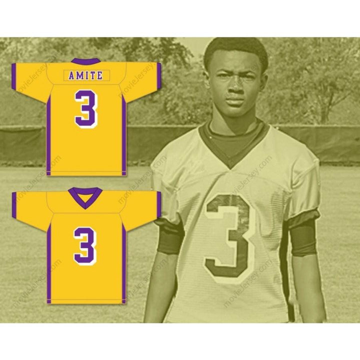 CUSTOM ANY Name YELLOW GOLD DEVONTA SMITH 3 AMITE HIGH MAGNET SCHOOL Football Jersey Top Stitched S-6XL