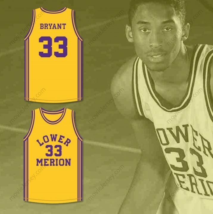 CUSTOM ANY Name Number  BRYANT 33 LOWER MERION HIGH SCHOOL ACES YELLOW BASKETBALL JERSEY 2 Top Stitched S-6XL