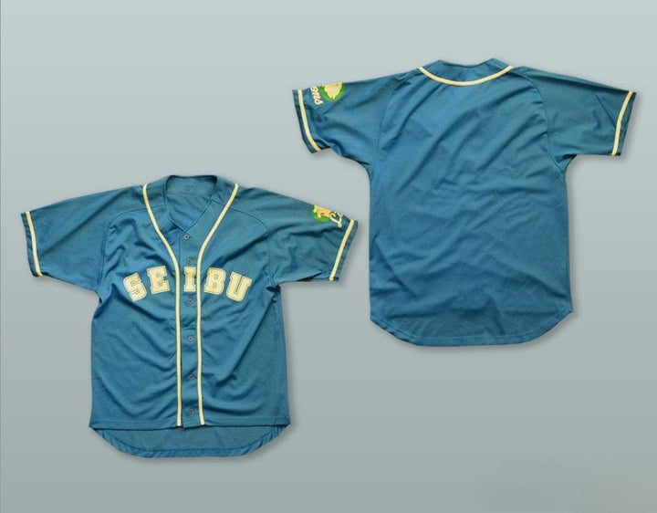 Custom Any Name Number SEIBU LIONS TEAL BUTTON DOWN BASEBALL JERSEY Top Stitched S-6XL