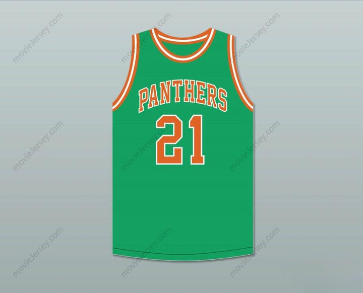 CUSTOM ANY Name Number BILL SHARMAN 21 PORTERVILLE HIGH SCHOOL PANTHERS GREEN BASKETBALL JERSEY 1 Top Stitched S-6XL