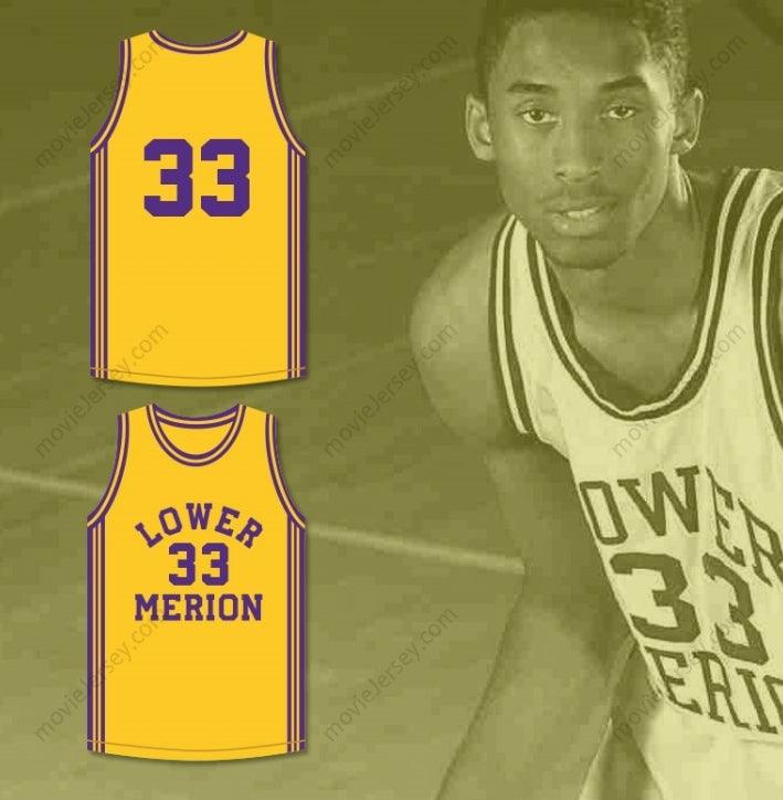 CUSTOM ANY Name Number  BRYANT 33 LOWER MERION HIGH SCHOOL ACES YELLOW BASKETBALL JERSEY 1 Top Stitched S-6XL