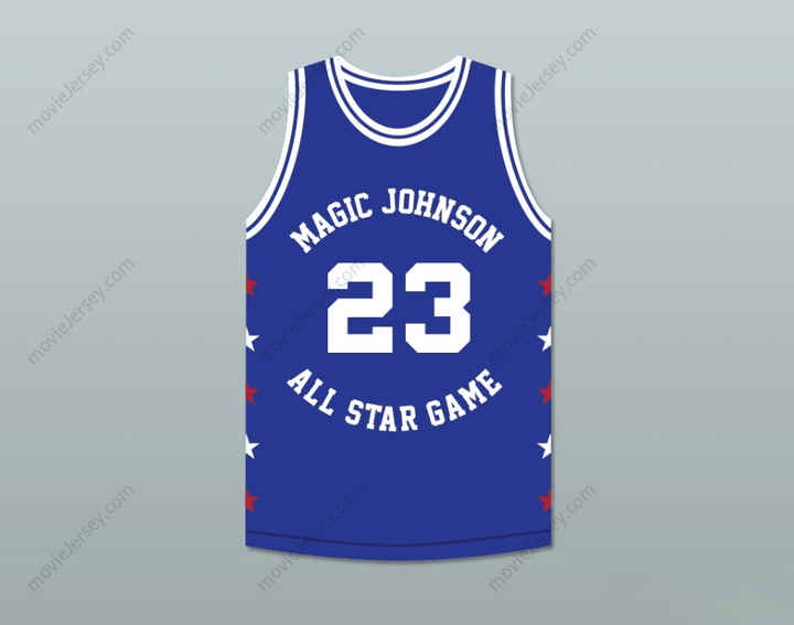 CUSTOM ANY Name Number MARK AQUIRRE 23 MAGIC JOHNSON ALL STAR GAME BLUE BASKETBALL JERSEY 1989 MIDSUMMER NIGHT'S MAGIC CHARITY EVENT Top Stitched S-6XL