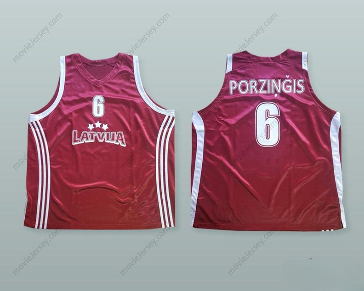 CUSTOM ANY Name Number KRISTAPS PORZINGIS 6 LATVIJA MAROON BASKETBALL JERSEY Top Stitched S-6XL