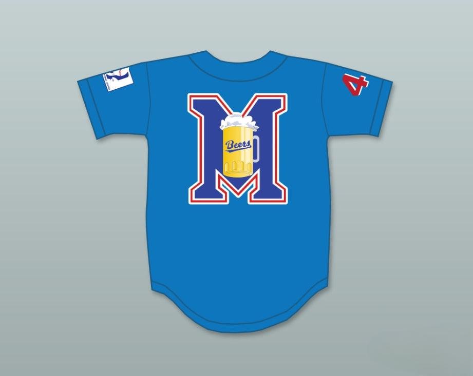 Custom Any Name Number JOE COOPER 44  BEERS LOGO DELUXE BASEKETBALL BLUE BASEBALL JERSEY Top Stitched S-6XL