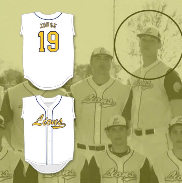 Custom Any Name Number AARON JUDGE 19 LINDEN HIGH SCHOOL LIONS WHITE BASEBALL JERSEY 2 Top Stitched S-6XL