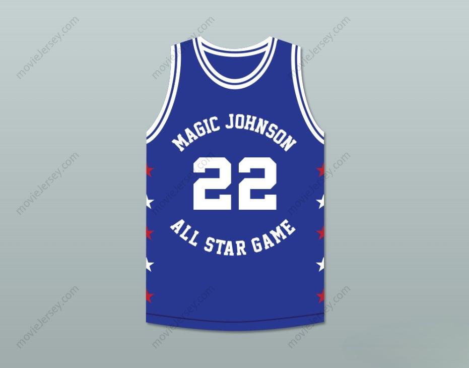 CUSTOM ANY Name Number CLYDE DREXLER 22 MAGIC JOHNSON ALL STAR GAME BLUE BASKETBALL JERSEY 1989 MIDSUMMER NIGHT'S MAGIC CHARITY EVENT Top Stitched S-6XL