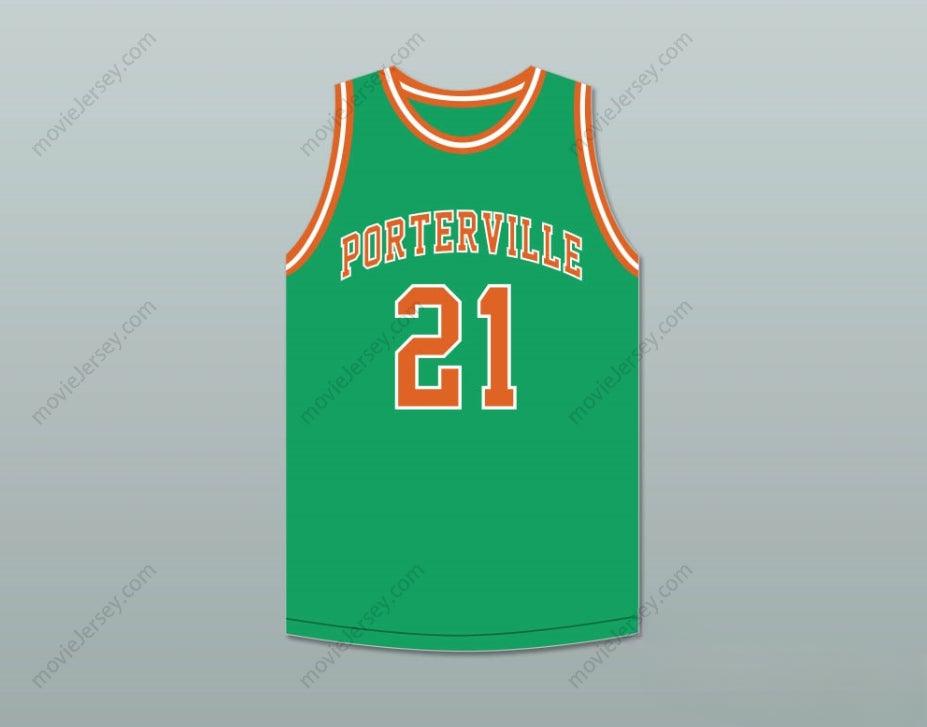 CUSTOM ANY Name Number BILL SHARMAN 21 PORTERVILLE HIGH SCHOOL PANTHERS GREEN BASKETBALL JERSEY 2 Top Stitched S-6XL