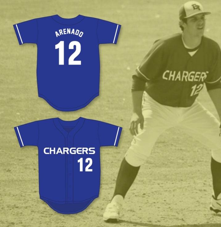 Custom Any Name Number NOLAN ARENADO 12 EL TORO HIGH SCHOOL CHARGERS BLUE BASEBALL JERSEY 2 Top Stitched S-6XL