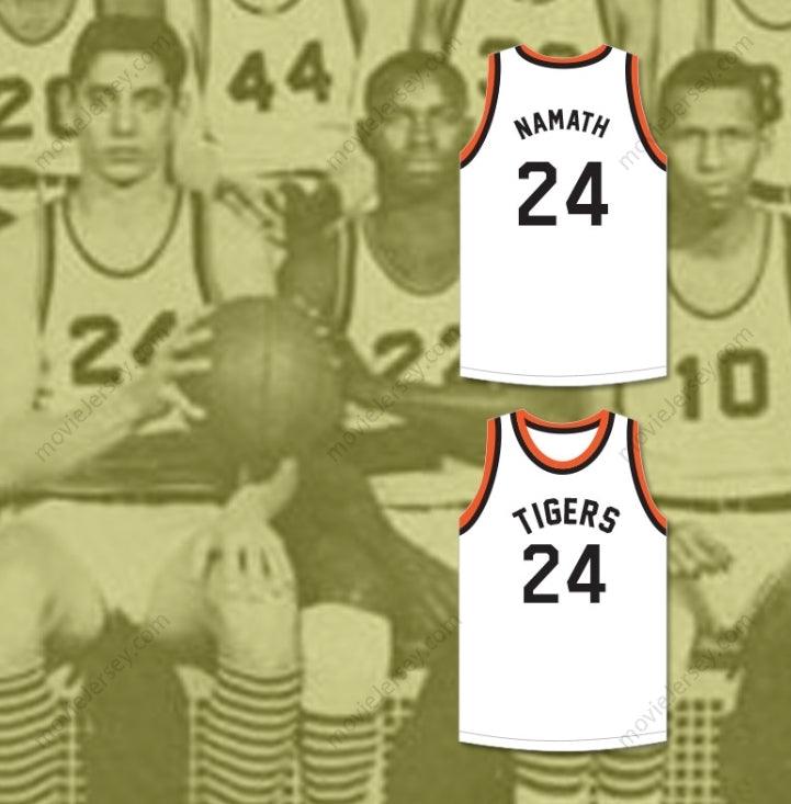 CUSTOM ANY Name Number JOE NAMATH 24 BEAVER FALLS HIGH SCHOOL TIGERS WHITE BASKETBALL JERSEY 2 Top Stitched S-6XL
