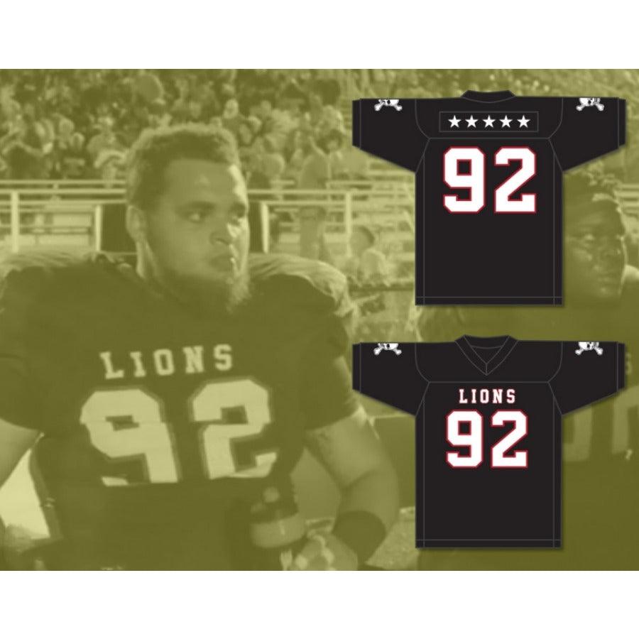CUSTOM ANY Name NumberMARCEL ANDRY 92 EMCC LIONS FOOTBALL JERSEY INCLUDES PATCHES S-6XL