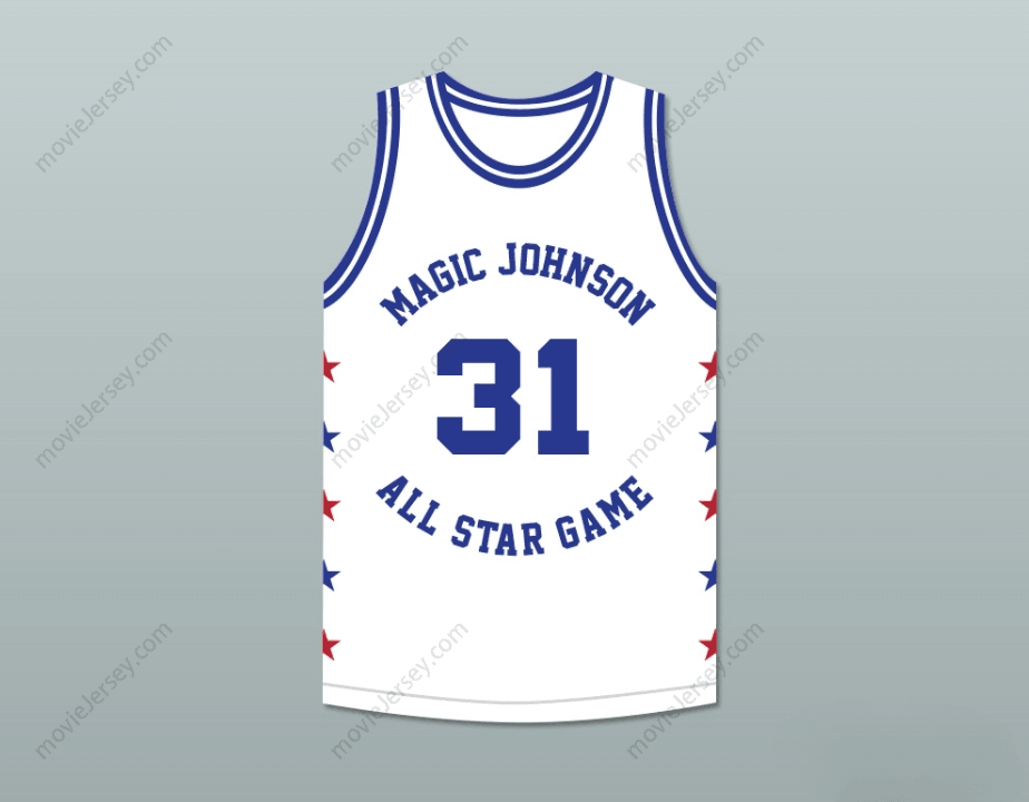 CUSTOM ANY Name Number REGGIE MILLER 31 MAGIC JOHNSON ALL STAR GAME WHITE BASKETBALL JERSEY 1989 MIDSUMMER NIGHT'S MAGIC CHARITY EVENT Top Stitched S-6XL