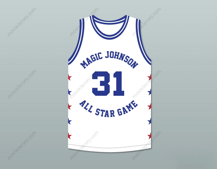 CUSTOM ANY Name Number REGGIE MILLER 31 MAGIC JOHNSON ALL STAR GAME WHITE BASKETBALL JERSEY 1989 MIDSUMMER NIGHT'S MAGIC CHARITY EVENT Top Stitched S-6XL