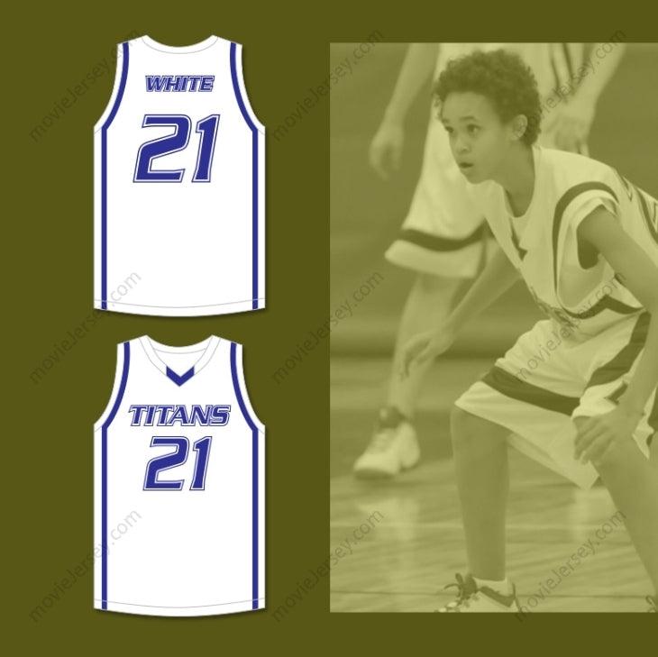 CUSTOM ANY Name Number DERRICK WHITE 21 LEGEND HIGH SCHOOL TITANS WHITE BASKETBALL JERSEY 2 Top Stitched S-6XL