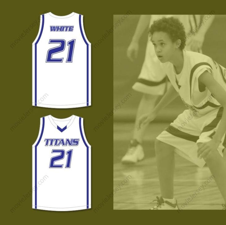 CUSTOM ANY Name Number DERRICK WHITE 21 LEGEND HIGH SCHOOL TITANS WHITE BASKETBALL JERSEY 2 Top Stitched S-6XL