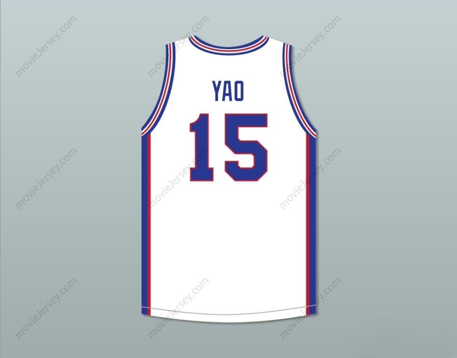 CUSTOM ANY Name Number YAO MING 15 SHANGHAI SHARKS WHITE BASKETBALL JERSEY WITH CBA PATCH Top Stitched S-6XL