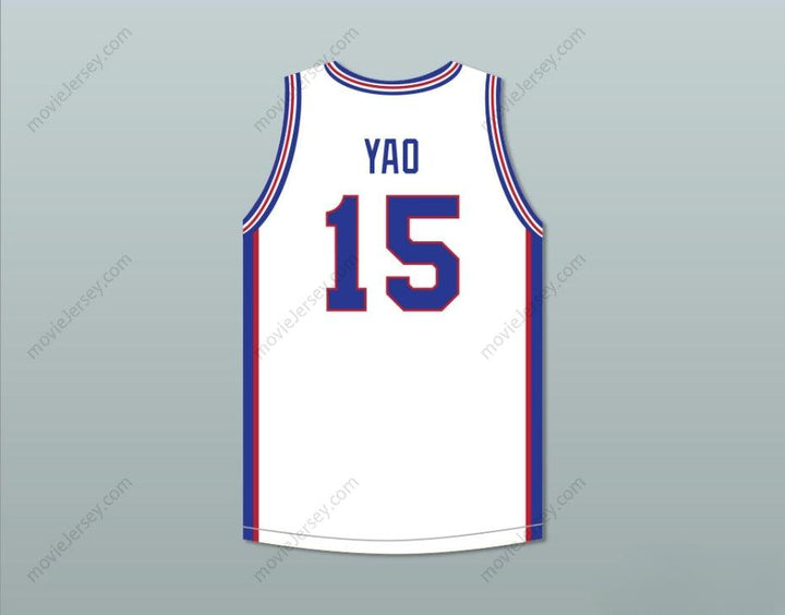 CUSTOM ANY Name Number YAO MING 15 SHANGHAI SHARKS WHITE BASKETBALL JERSEY WITH CBA PATCH Top Stitched S-6XL