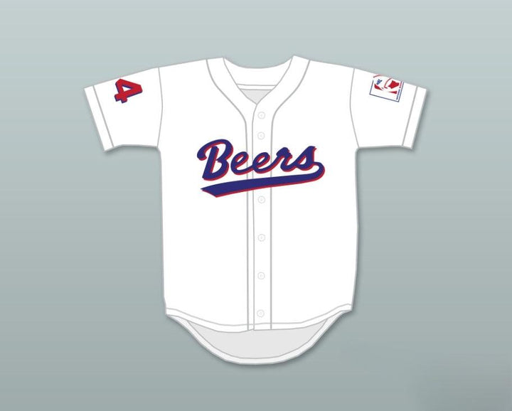 Custom Any Name Number JOE COOPER 44  BEERS LOGO BASEKETBALL WHITE BASEBALL JERSEY Top Stitched S-6XL