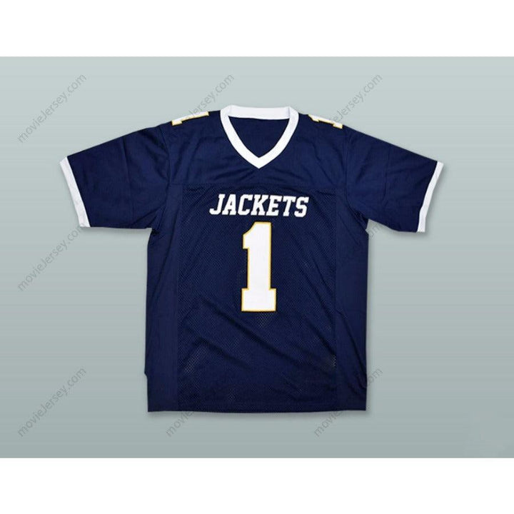 CUSTOM ANY Name Number ARRETT STIDHAM 1 STEPHENVILLE HIGH SCHOOL YELLOW JACKETS NAVY BLUE Football Jersey Top Stitched S-6XL