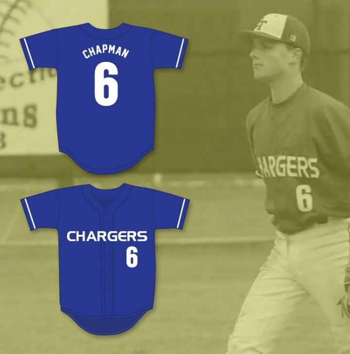 Custom Any Name Number MATT CHAPMAN 6 EL TORO HIGH SCHOOL CHARGERS BLUE BASEBALL JERSEY 2 Top Stitched S-6XL