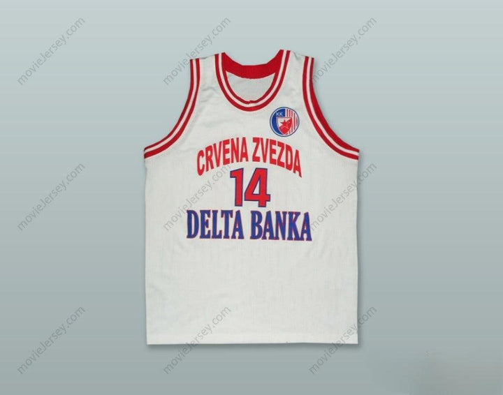 CUSTOM ANY Name Number MILENKO TOPIC 14 KK CRVENA ZVEZDA SERBIA WHITE BASKETBALL JERSEY Top Stitched S-6XL