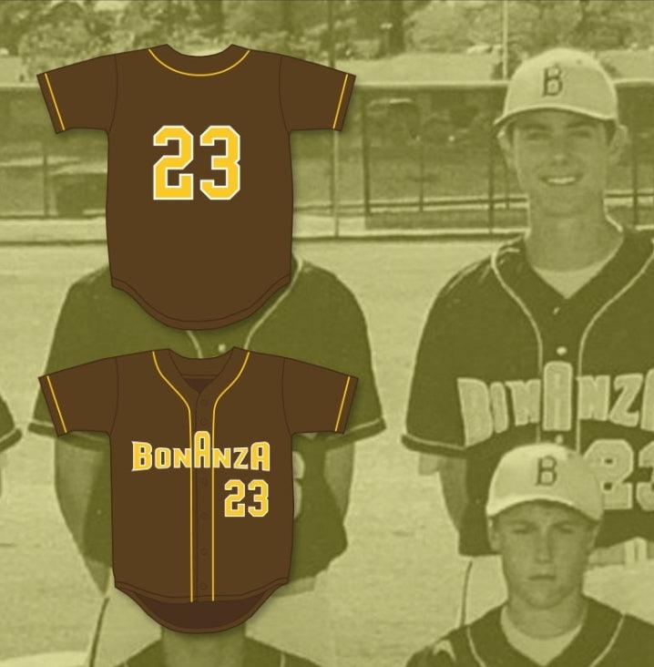 Custom Any Name Number KRIS BRYANT 23 BONANZA HIGH SCHOOL   BROWN BASEBALL JERSEY 3 Top Stitched S-6XL