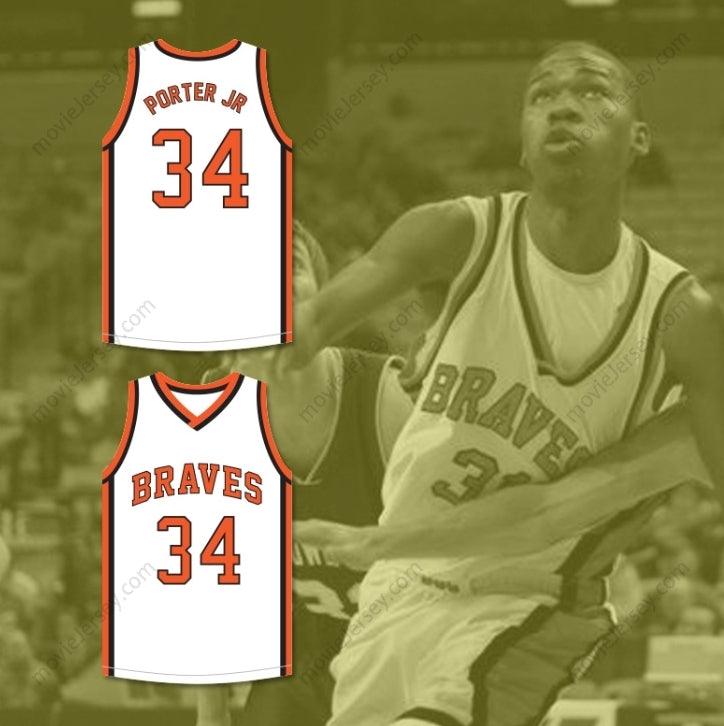 CUSTOM ANY Name Number OTTO PORTER JR. 34 SCOTT COUNTY CENTRAL HIGH SCHOOL BRAVES WHITE BASKETBALL JERSEY 2 Top Stitched S-6XL