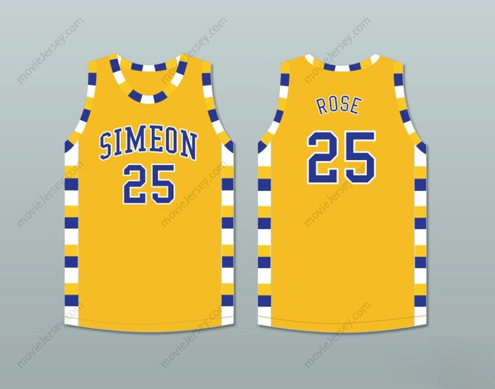 CUSTOM ANY Name Number DERRICK ROSE 25 SIMEON CAREER ACADEMY WOLVERINES YELLOW GOLD BASKETBALL JERSEY Top Stitched S-6XL