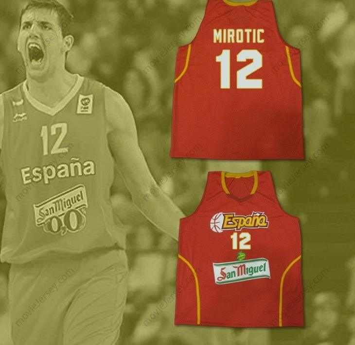 CUSTOM ANY Name Number NIKOLA MIROTIC 12 ESPANA BASKETBALL JERSEY ANY PLAYER Top Stitched S-6XL