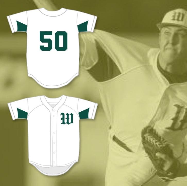Custom Any Name Number JAMESON TAILLON 50 THE WOODLANDS HIGH SCHOOL HIGHLANDERS WHITE BASEBALL JERSEY 1 Top Stitched S-6XL
