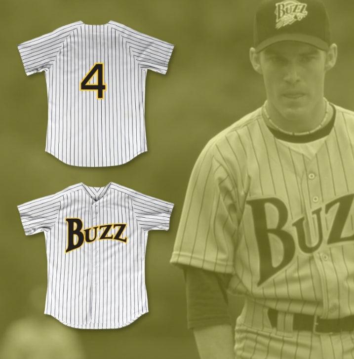 Custom Any Name Number HOG ELLIS 4 BUZZ WHITE PINSTRIPED BASEBALL JERSEY MAJOR LEAGUE: BACK TO THE MINORS Top Stitched S-6XL