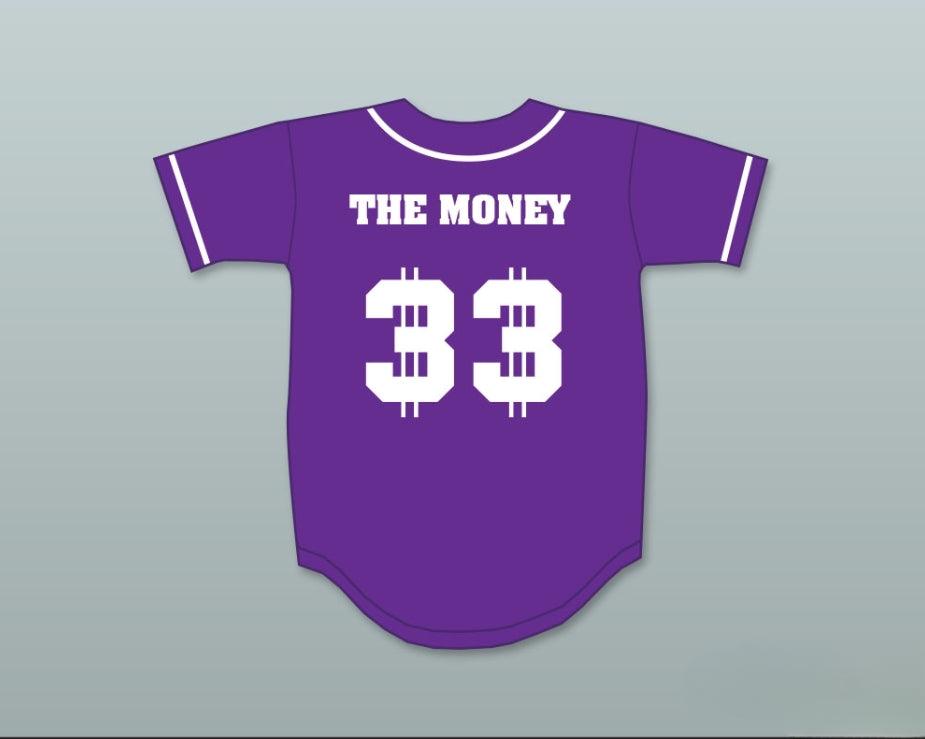 Custom Any Name Number S MCMAHON THE MONEY 33 PURPLE BUTTON DOWN BASEBALL JERSEY Top Stitched S-6XL