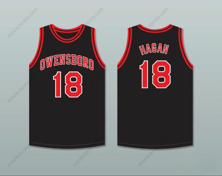 CUSTOM ANY Name Number CLIFF HAGAN 18 OWENSBORO HIGH SCHOOL RED DEVILS BLACK BASKETBALL JERSEY 2 Top Stitched S-6XL