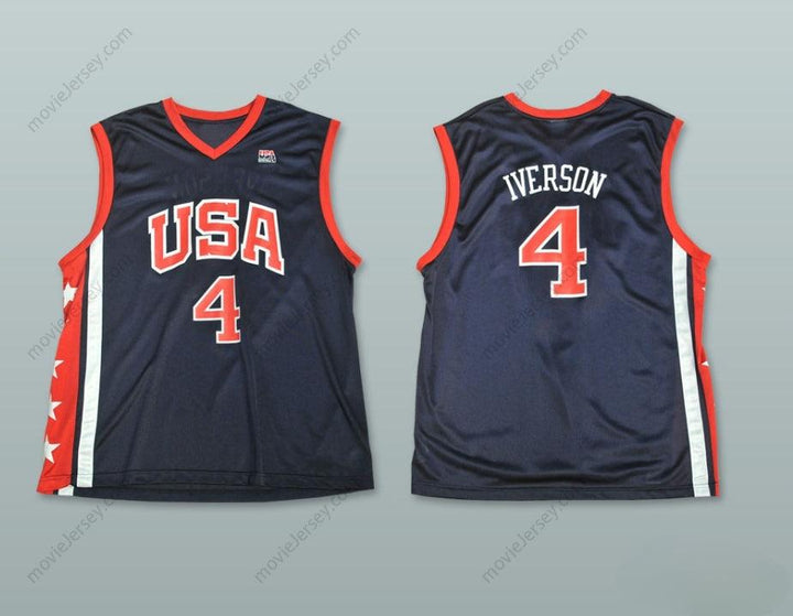 CUSTOM ANY Name Number ALLEN IVERSON 4 TEAM USA BASKETBALL JERSEY Top Stitched S-6XL