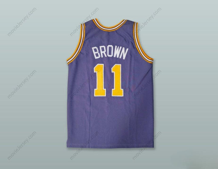 CUSTOM ANY Name Number LARRY BROWN 11 PURPLE BASKETBALL JERSEY Top Stitched S-6XL