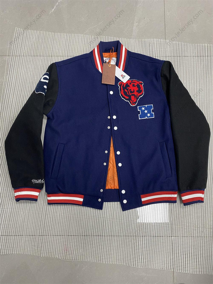Men’s Black Chicago Bears Team Legacy Full-Snap Varsity Jacket
