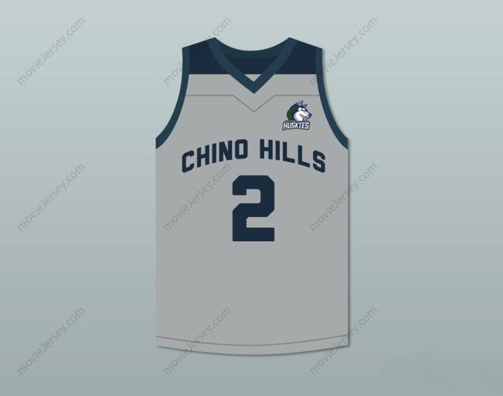 CUSTOM ANY Name Number LONZO BALL 2 CHINO HILLS HUSKIES GRAY BASKETBALL JERSEY WITH PATCH Top Stitched S-6XL