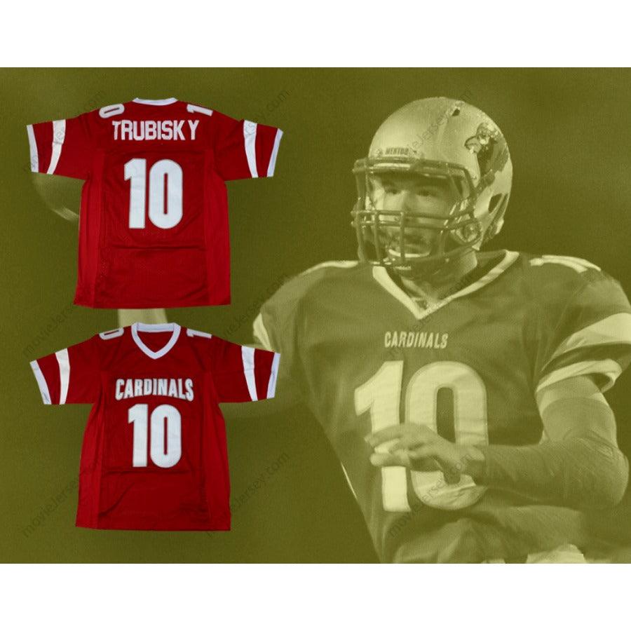 CUSTOM ANY Name Number MITCHELL TRUBISKY 10 MENTOR HIGH SCHOOL THE FIGHTING CARDINALS RED FOOTBALL JERSEY Top Stitched S-6XL