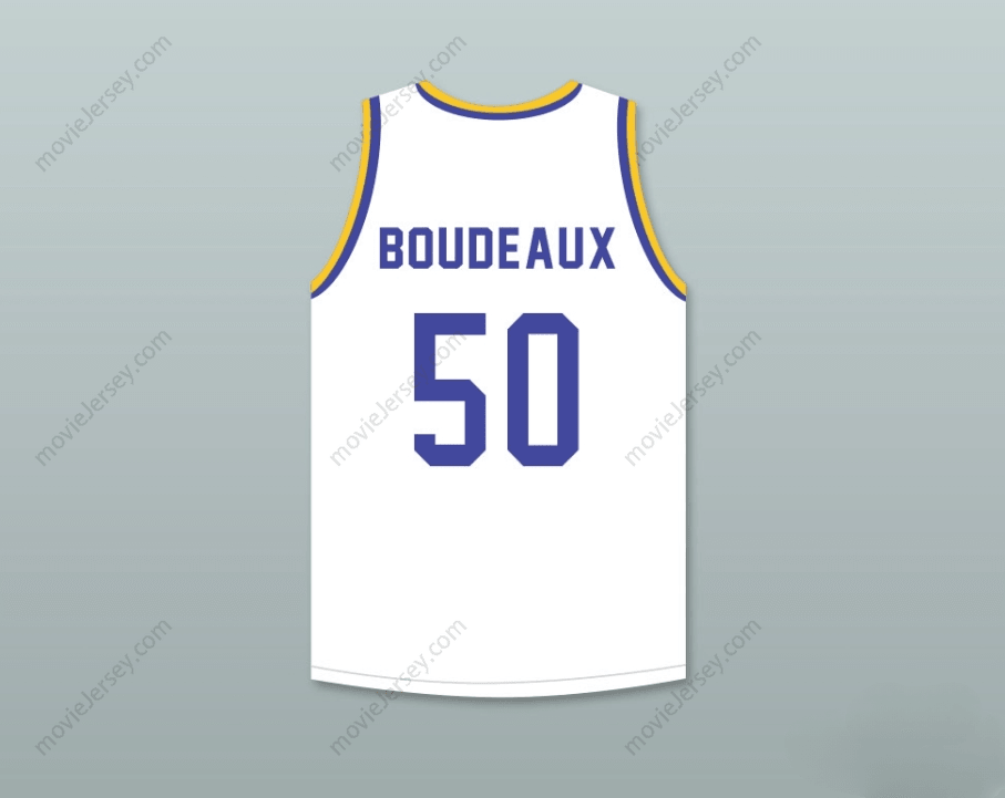 CUSTOM ANY Name Number SHAQ NEON BOUDEAUX 50   WHITE BASKETBALL JERSEY WITH BLUE CHIPS PATCH Top Stitched S-6XL