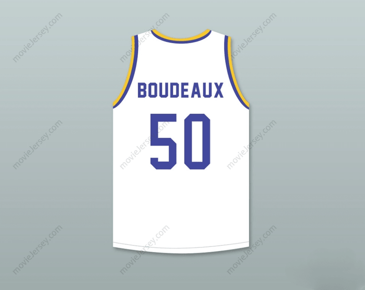 CUSTOM ANY Name Number SHAQ NEON BOUDEAUX 50   WHITE BASKETBALL JERSEY WITH BLUE CHIPS PATCH Top Stitched S-6XL