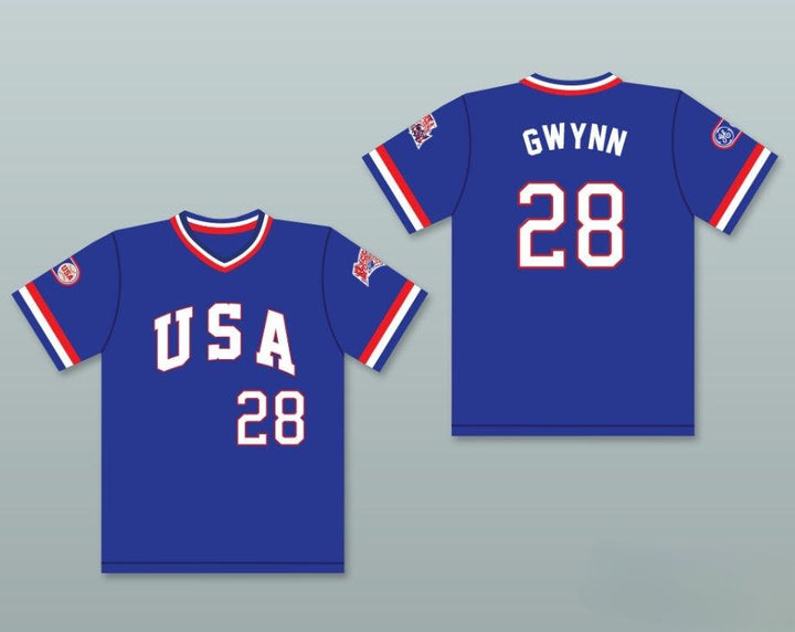 Custom Any Name Number CHRIS GWYNN 28 1984 USA TEAM BLUE BASEBALL JERSEY 2 Top Stitched S-6XL