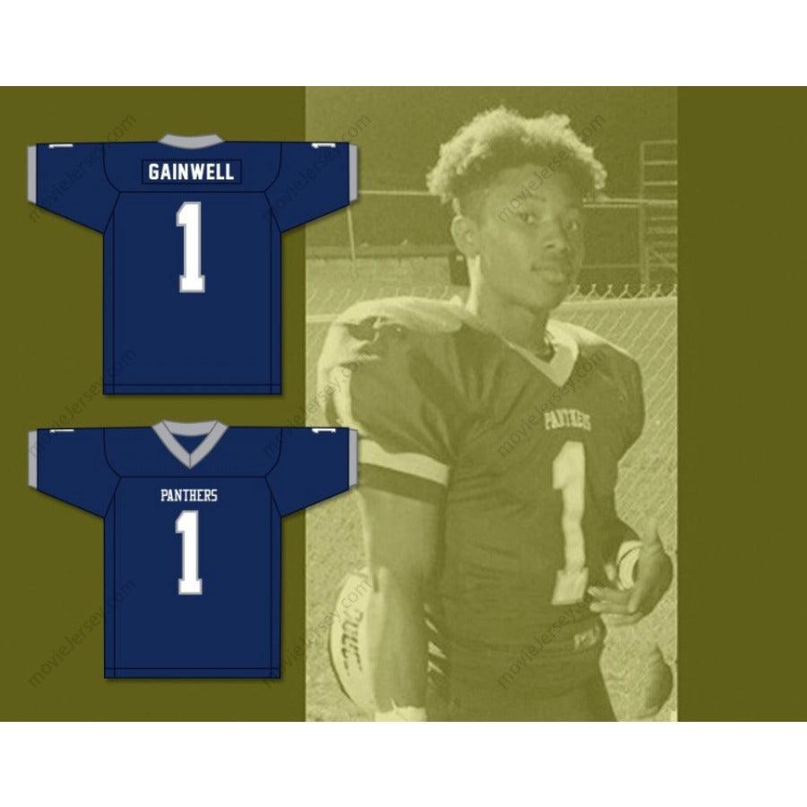 CUSTOM ANY Name NAVY BLUE KENNETH GAINWELL 1 YAZOO COUNTY HIGH SCHOOL PANTHERS FOOTBALL JERSEY Top Stitched S-6XL