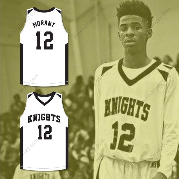 CUSTOM ANY Name Number JA MORANT 12 CRESTWOOD HIGH SCHOOL KNIGHTS WHITE BASKETBALL JERSEY 2 Top Stitched S-6XL