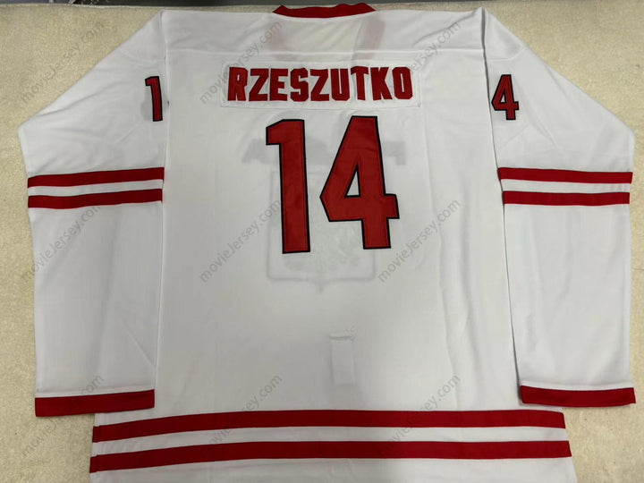 Custom Any Name Number JAROSLAW RZESZUTKO 14 POLAND NATIONAL TEAM WHITE HOCKEY JERSEY Top Stitched S-6XL