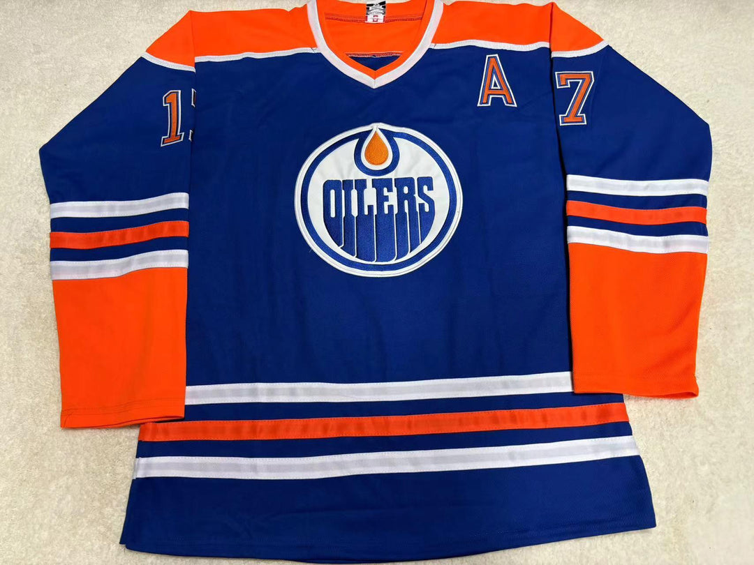 Custom Any Name Number JARI KURRI 17 EDMONTON OILERS BLUE HOCKEY JERSEY Top Stitched S-6XL