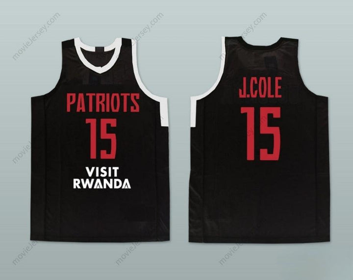 CUSTOM ANY Name Number J COLE 15 PATRIOTS VISIT RWANDA BLACK BASKETBALL JERSEY Top Stitched S-6XL