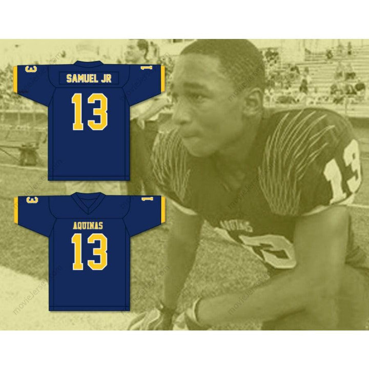 CUSTOM ANY Name Number ASANTE SAMUEL JR. 13   AQUINAS HIGH SCHOOL RAIDERS Top Stitched S-6XL