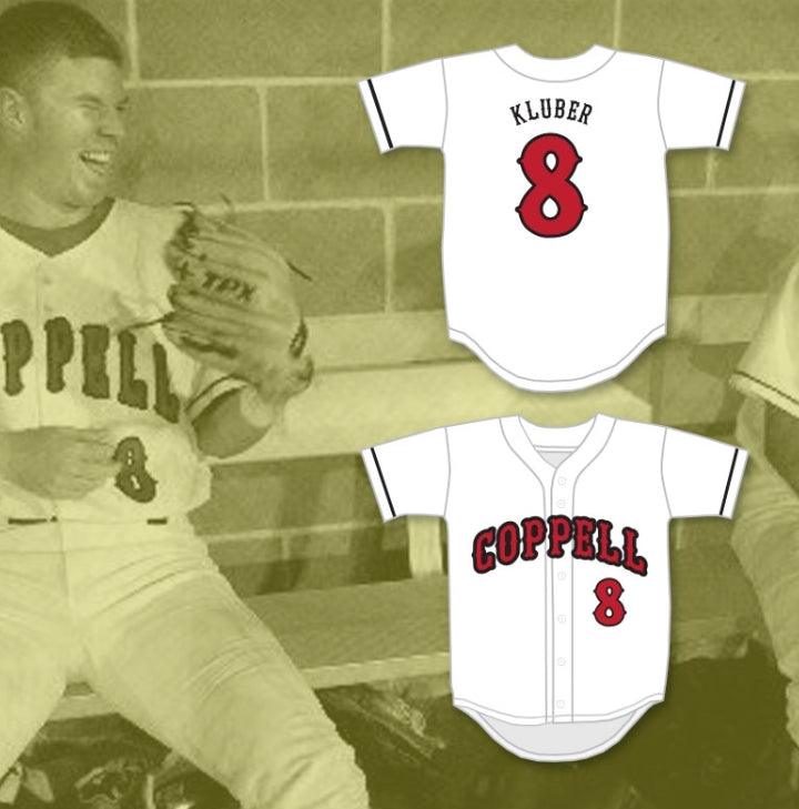 Custom Any Name Number COREY KLUBER 8  HIGH SCHOOL COWBOYS WHITE BASEBALL JERSEY 2 Top Stitched S-6XL