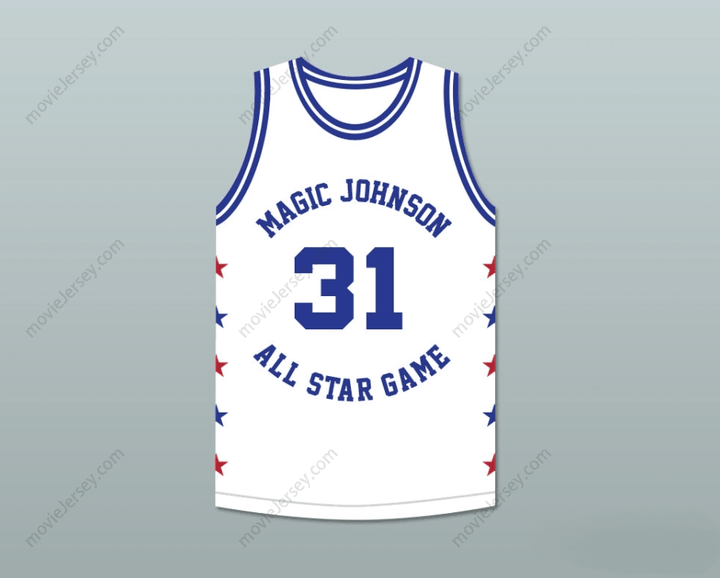 CUSTOM ANY Name Number REGGIE MILLER 31 MAGIC JOHNSON ALL STAR GAME WHITE BASKETBALL JERSEY 1990 MIDSUMMER NIGHT'S MAGIC CHARITY EVENT Top Stitched S-6XL