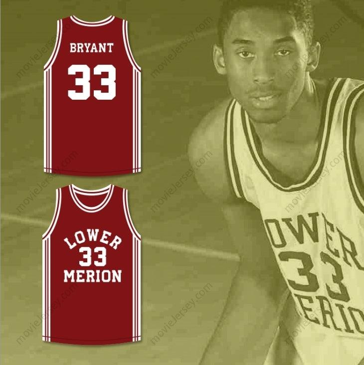 CUSTOM ANY Name Number  BRYANT 33 LOWER MERION HIGH SCHOOL ACES MAROON BASKETBALL JERSEY 2 Top Stitched S-6XL