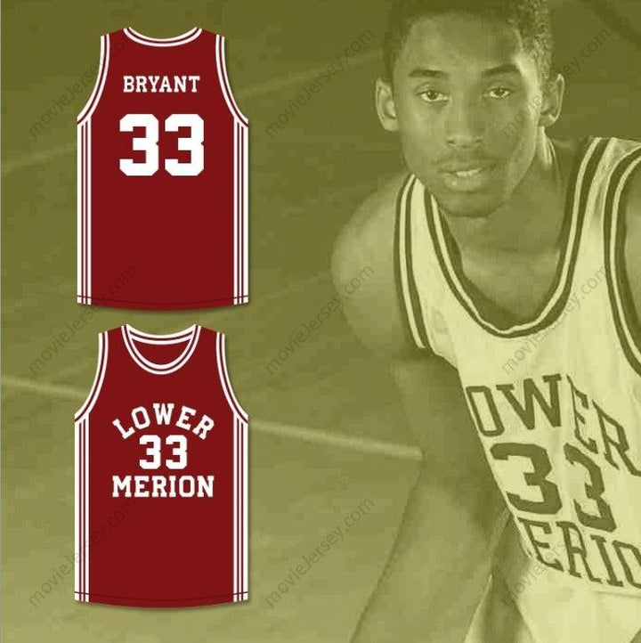 CUSTOM ANY Name Number  BRYANT 33 LOWER MERION HIGH SCHOOL ACES MAROON BASKETBALL JERSEY 2 Top Stitched S-6XL